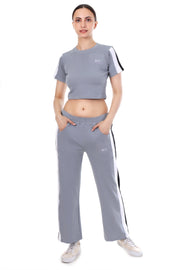 GreyEdge Co-ord Full Set – Stylish Grey Crop Top & Joggers