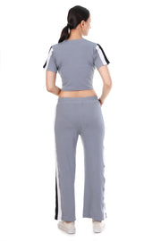 GreyEdge Co-ord Full Set – Stylish Grey Crop Top & Joggers