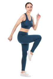 TealEdge Co-ord Set – Sports Bra & High-Waist Leggings