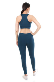 TealEdge Co-ord Set – Sports Bra & High-Waist Leggings