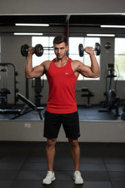 Men’s Red Gym Tank Top – Athletic Fit Performance Wear